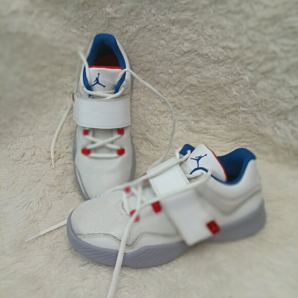 Nike Air Jordans Red & Blue on White Mesh Strap Youth Size 7Y - Picture 1 of 10